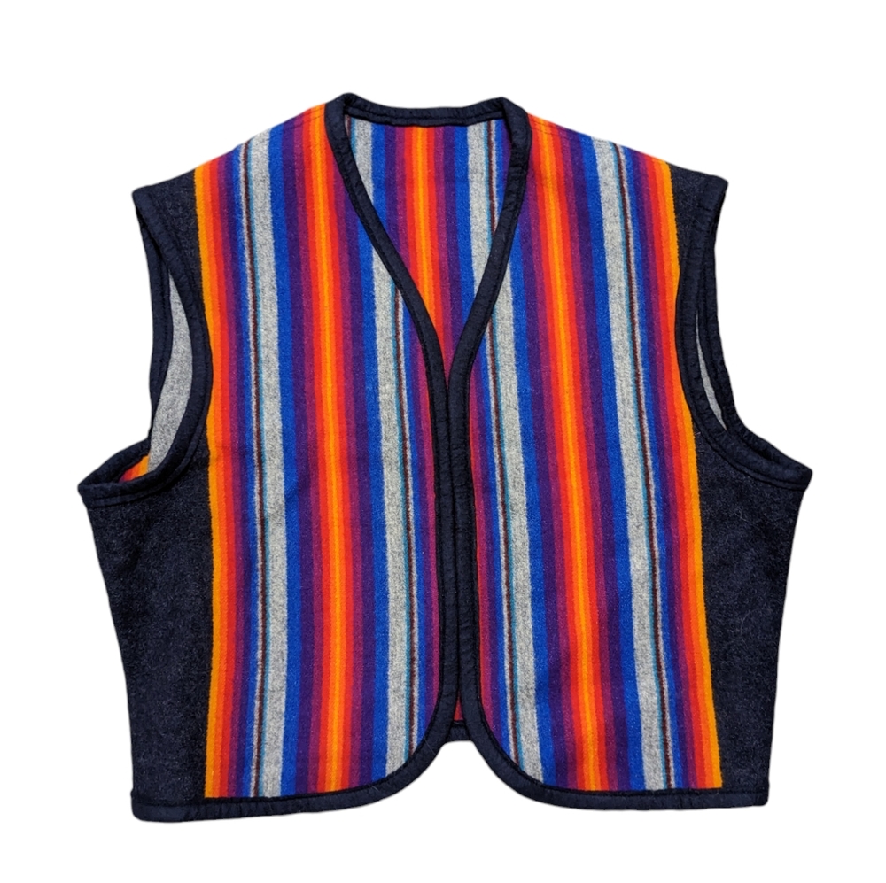 Vintage Tribal Striped Pendleton Beaver State Vest